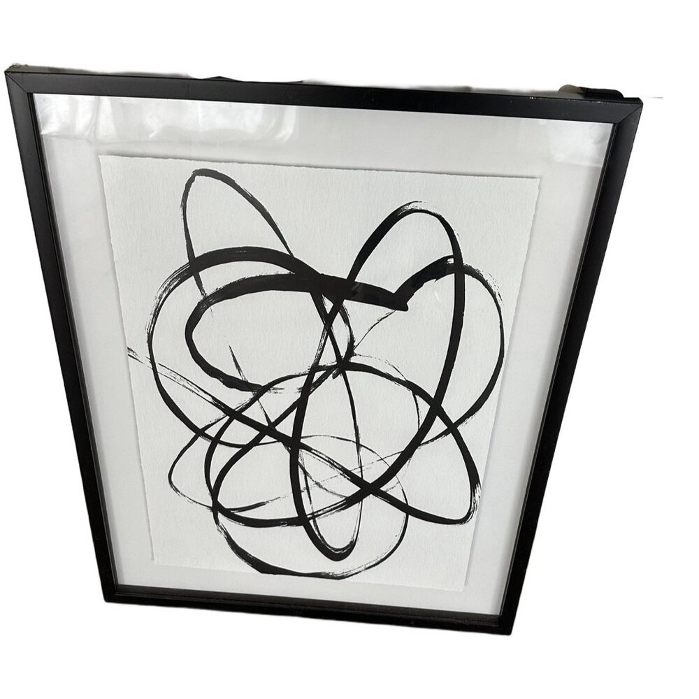 Framed Abstract Art Black Frame Ready To Hang 30”x20”
